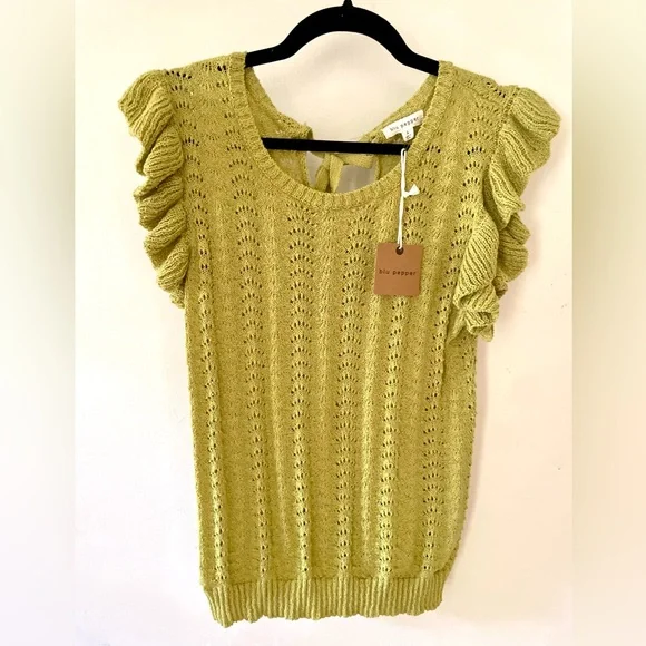 blu pepper • knit ruffle sleeve tank - Picture 1 of 3